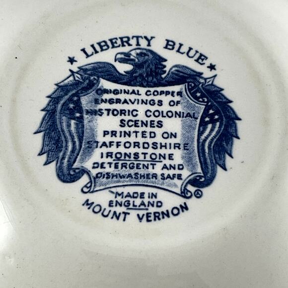 6.5" Coupe Cereal Bowl "Liberty Blue" by Staffordshire 'Mount Vernon' - Picture 3 of 3